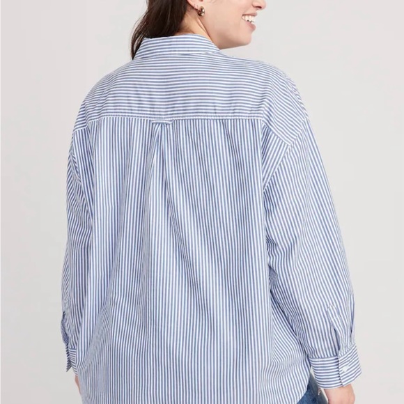 Old Navy blue and white stripe boyfriend button up top size 3x - Picture 4 of 7